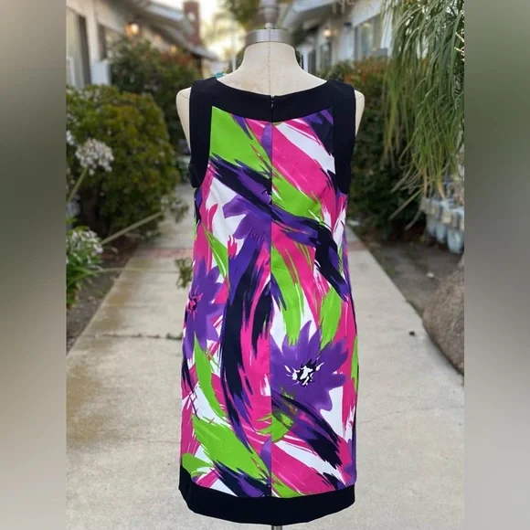 Calvin Klein colorful pink and purple multi color water color dress - Picture 3 of 6